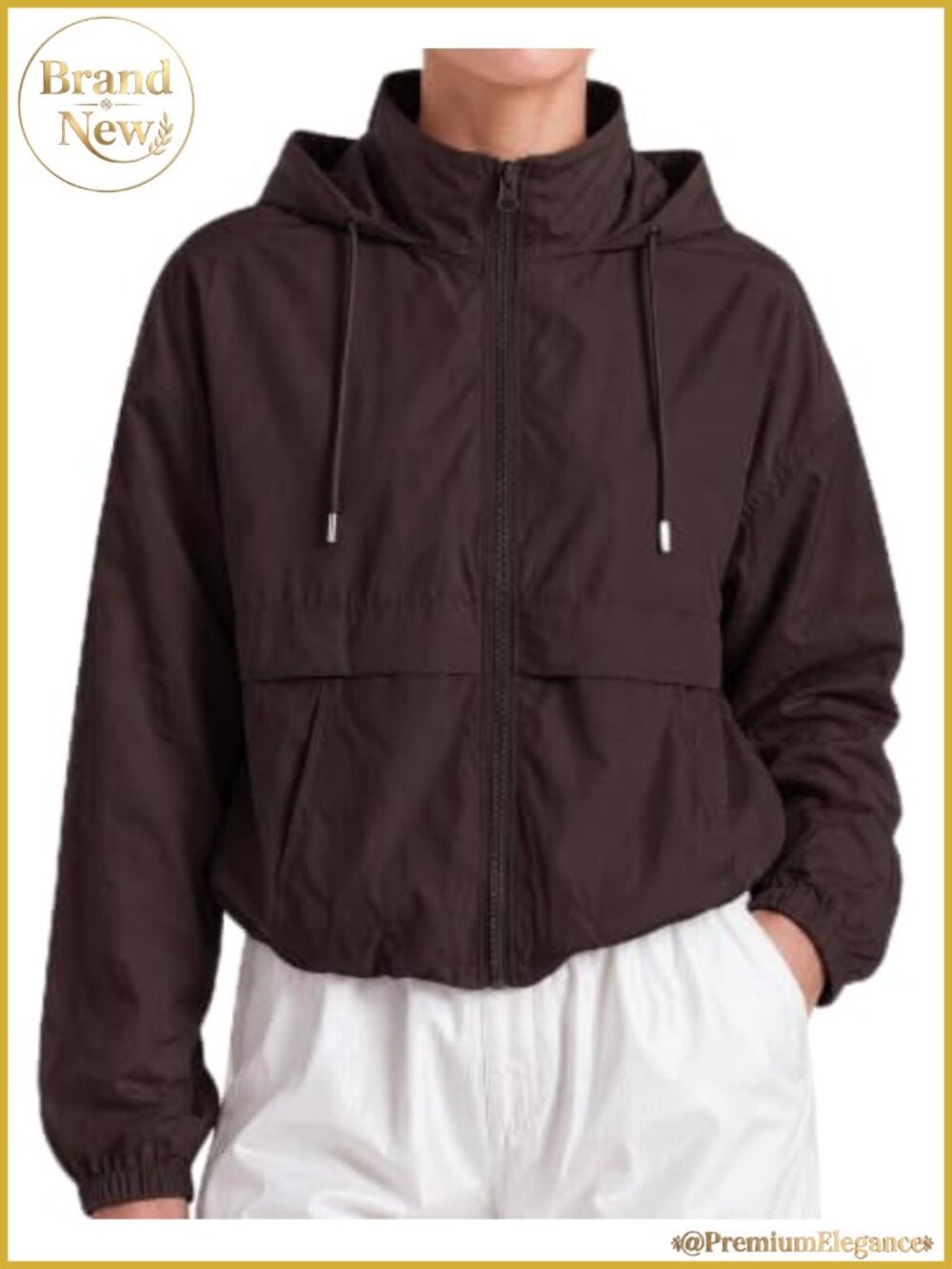 Women's Water Resistant Zip Up Hoodie Windbreaker Lightweight Active Jacket
